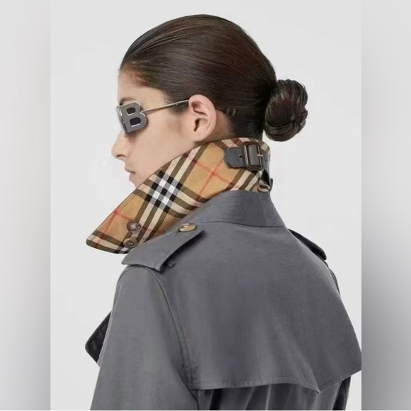 Authentic Burberry Kensington Long Check Print Lining‎ Trench Coat, Gray, 16 NWT - Picture 5 of 16